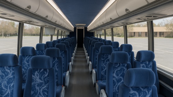 Interior of Charter Bus Company Eagan's 50 Passenger Charter Bus in Eagan
