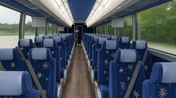 Interior of Charter Bus Company Brooklyn Park's 54 Passenger Charter Bus in Brooklyn Park