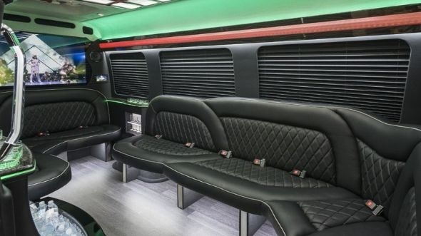 Interior of Charter Bus Company Eden Prairie's Sprinter Limo in Eden Prairie